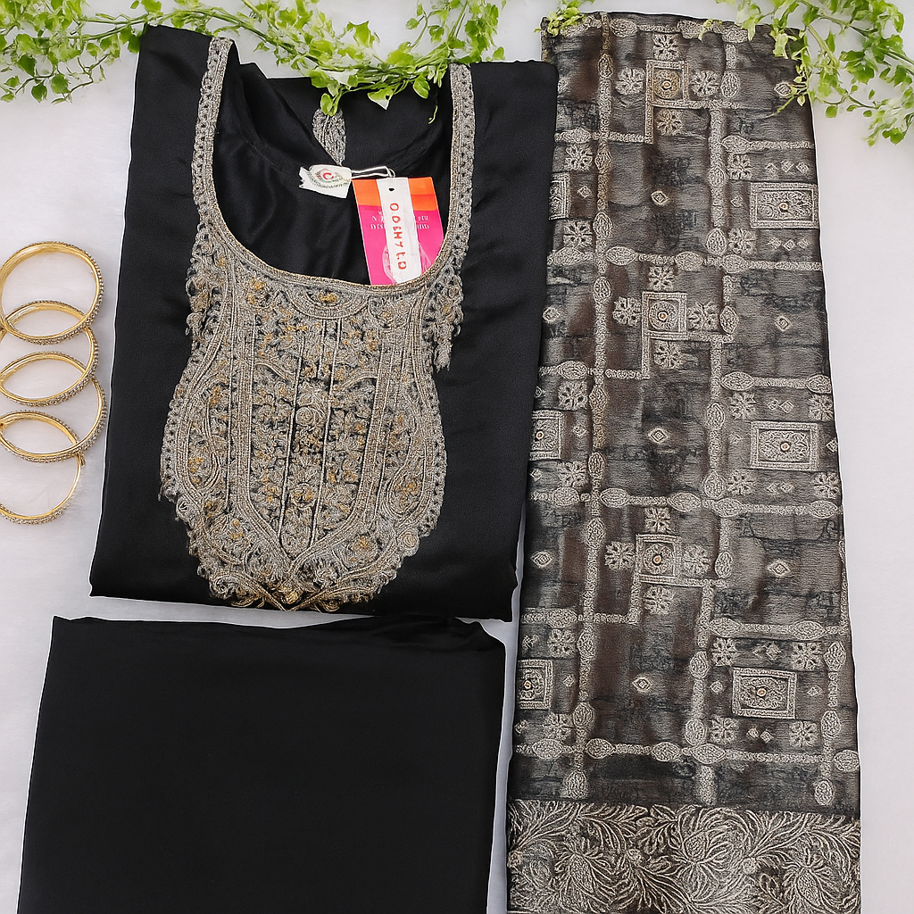 Luxe Organza Kurti Set with Hand-Touched Detailing & Roman Silk Pants