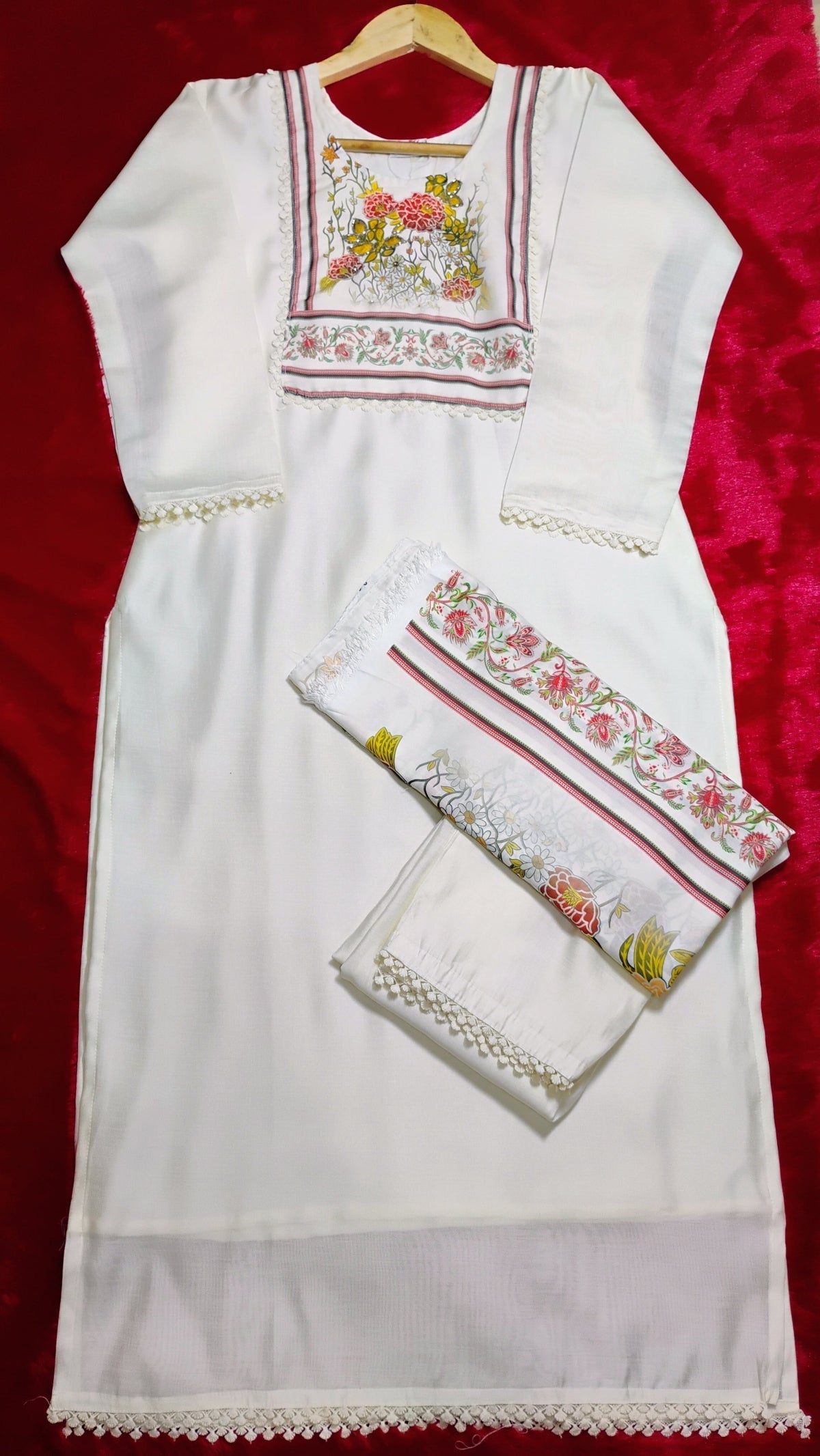 White Color Silk Designer Set with Printed Dupatta