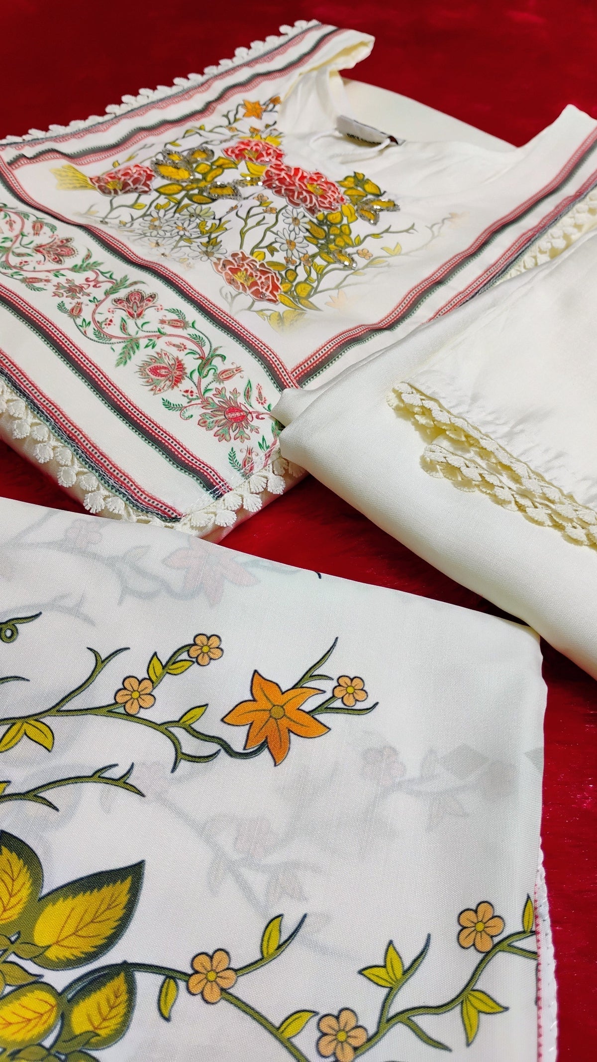 White Color Silk Designer Set with Printed Dupatta
