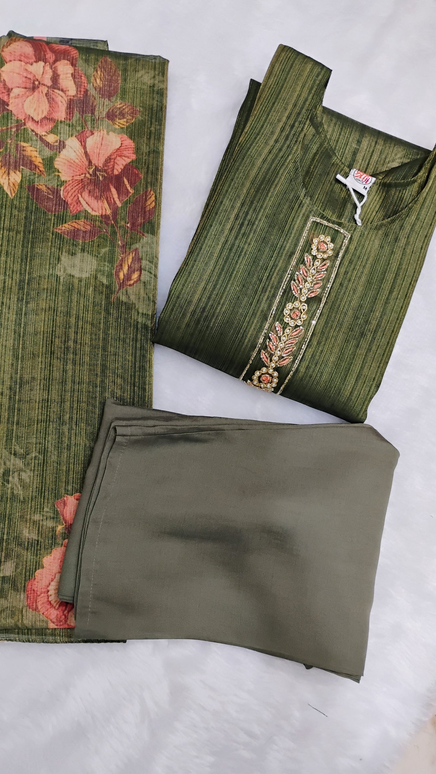 Dark Green Designer Digital Set With Dupatta