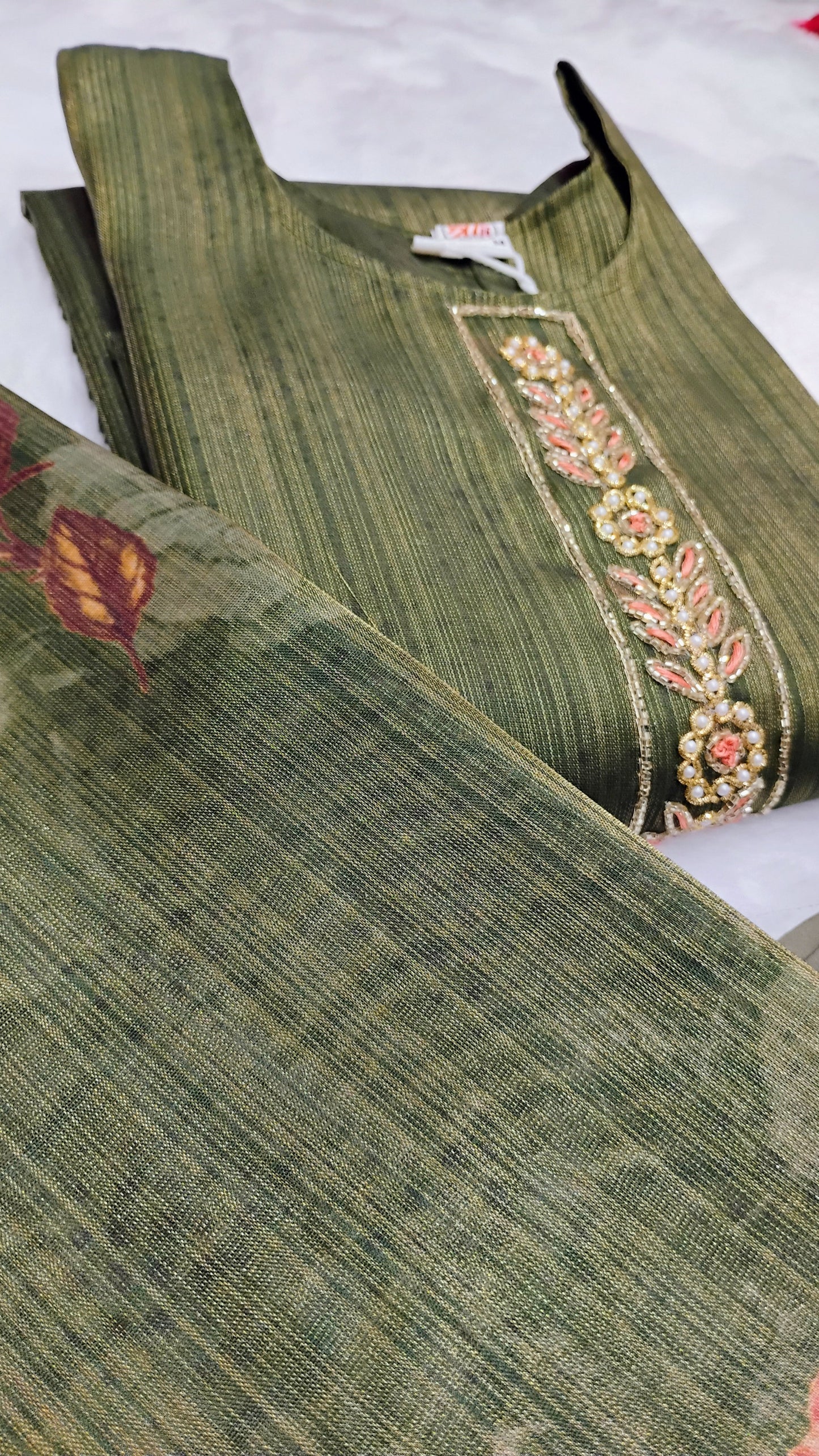 Dark Green Designer Digital Set With Dupatta