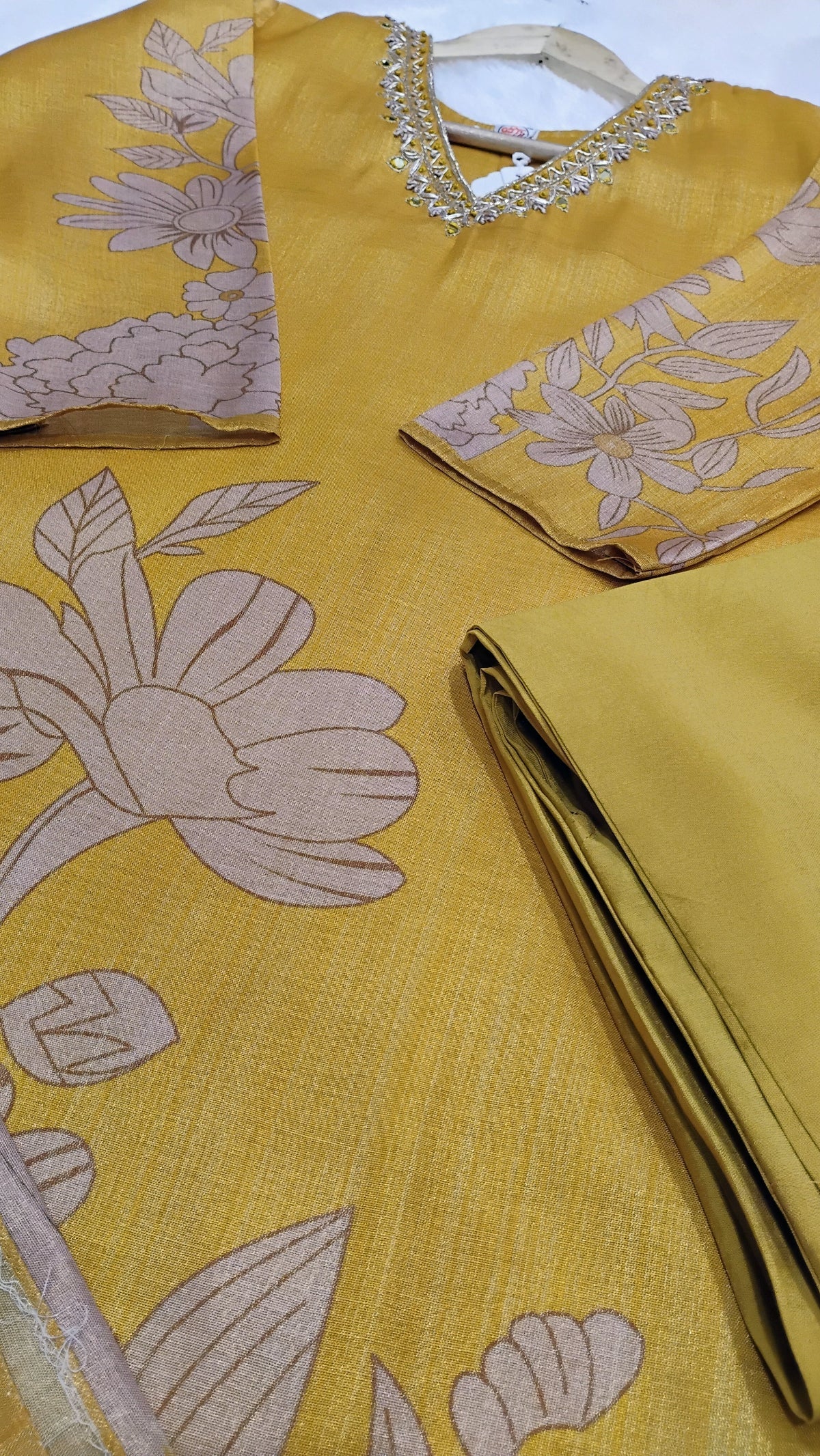 Yellow Designer Digital Set With Dupatta