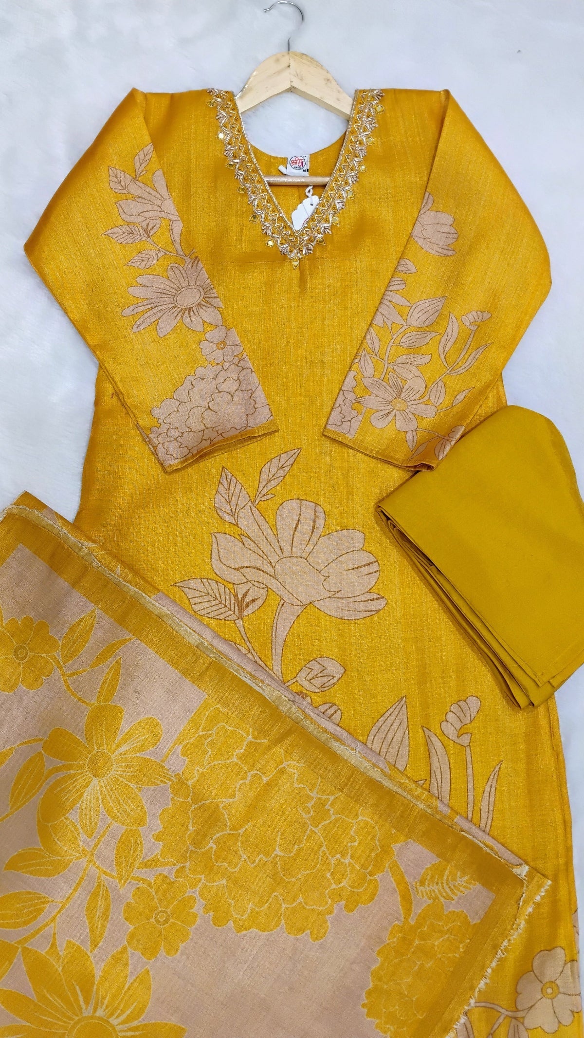 Yellow Designer Digital Set With Dupatta