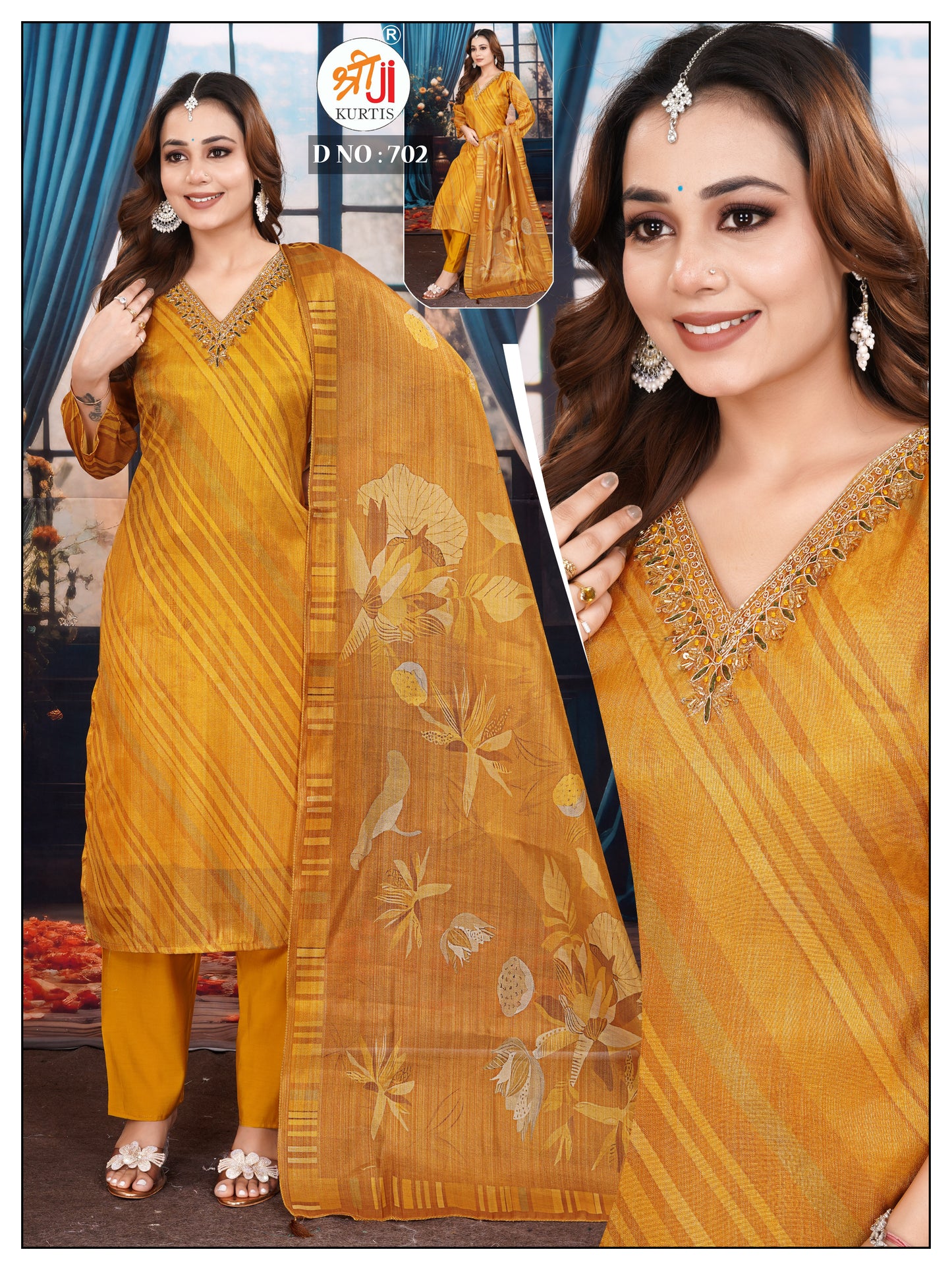 Trending Leheriya Designer Kurti Set