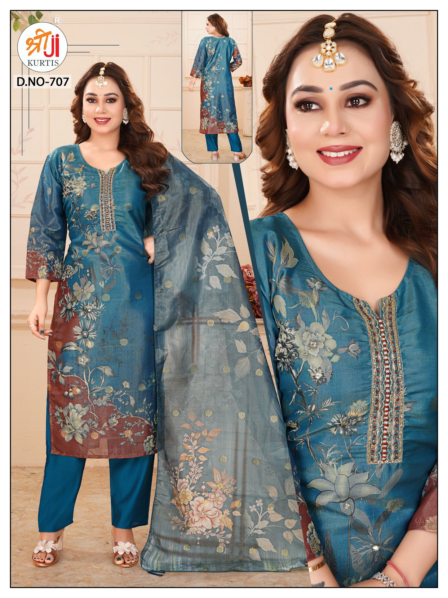 Best Selling Digital Printed Kurti Pant Dupatta Set