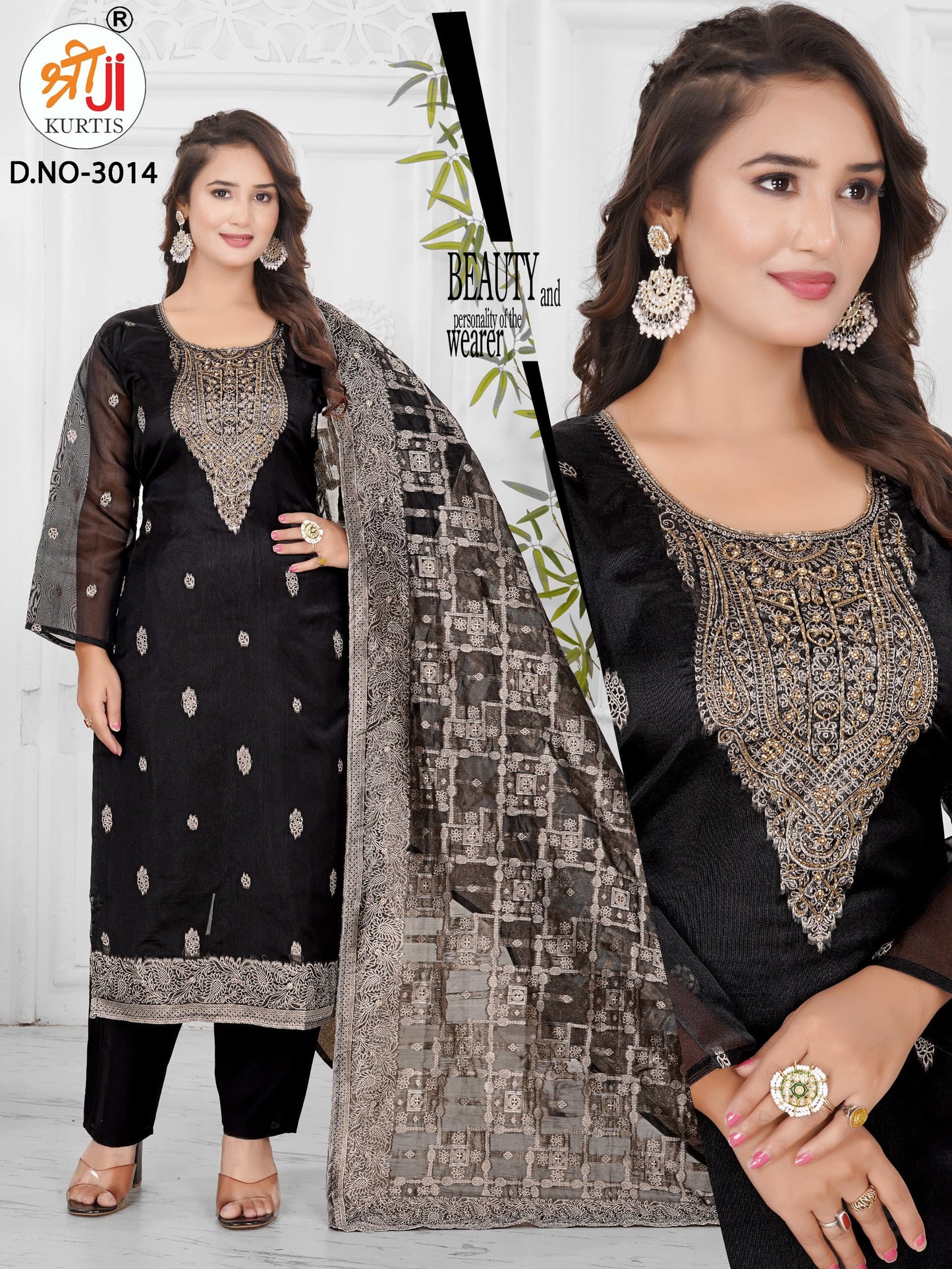 Luxe Organza Kurti Set with Hand-Touched Detailing & Roman Silk Pants