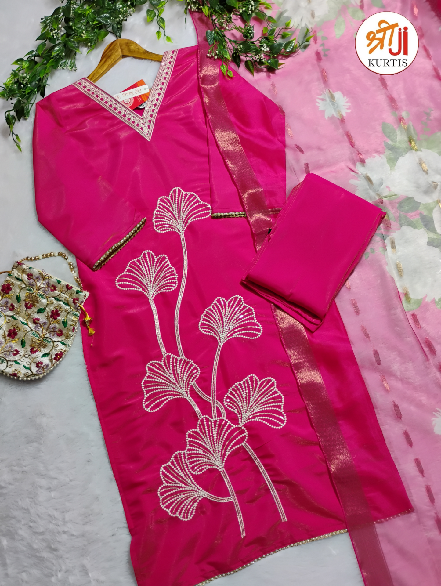 Most Loved Shimmer Kurti Pant & Dupatta Set