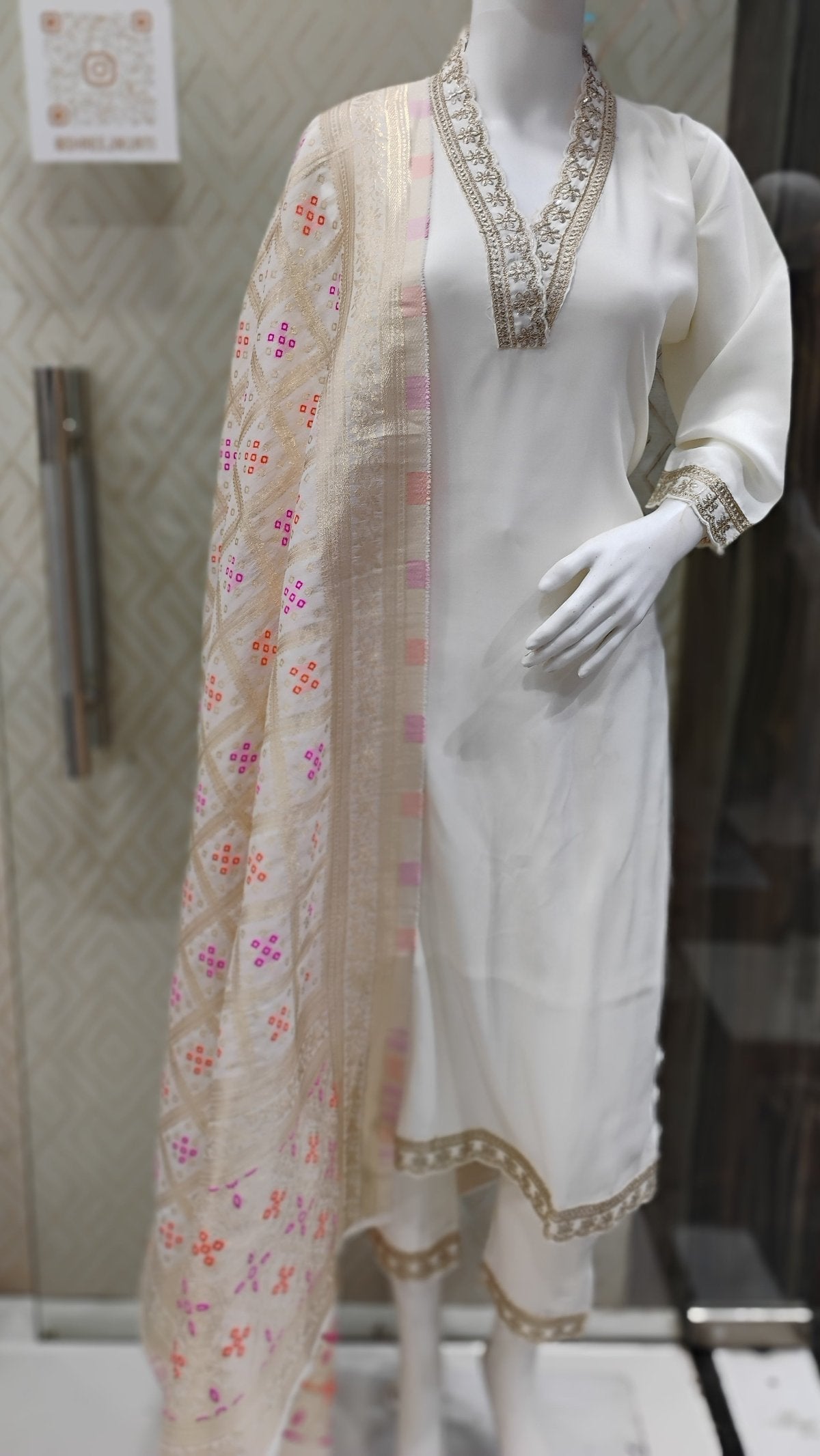 Designer kurta pant set with heavy Banarasi Dupatta