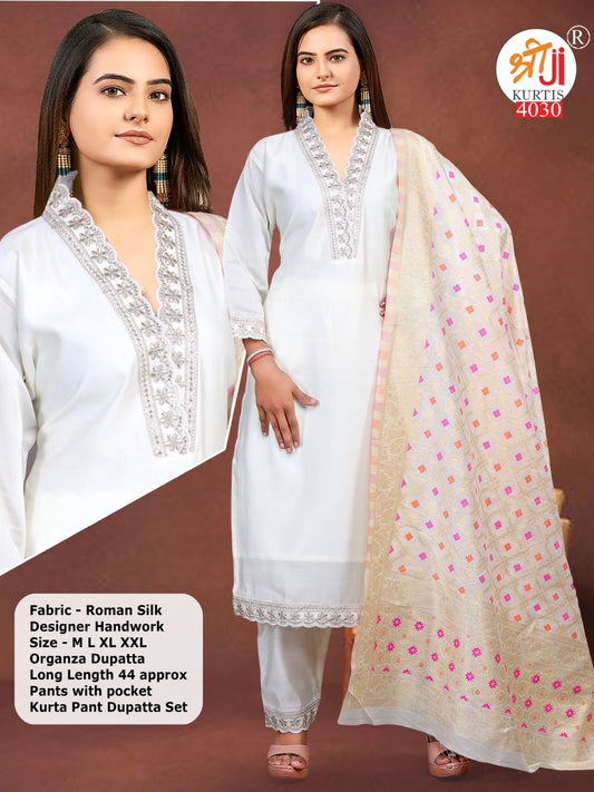 Designer kurta pant set with heavy Banarasi Dupatta