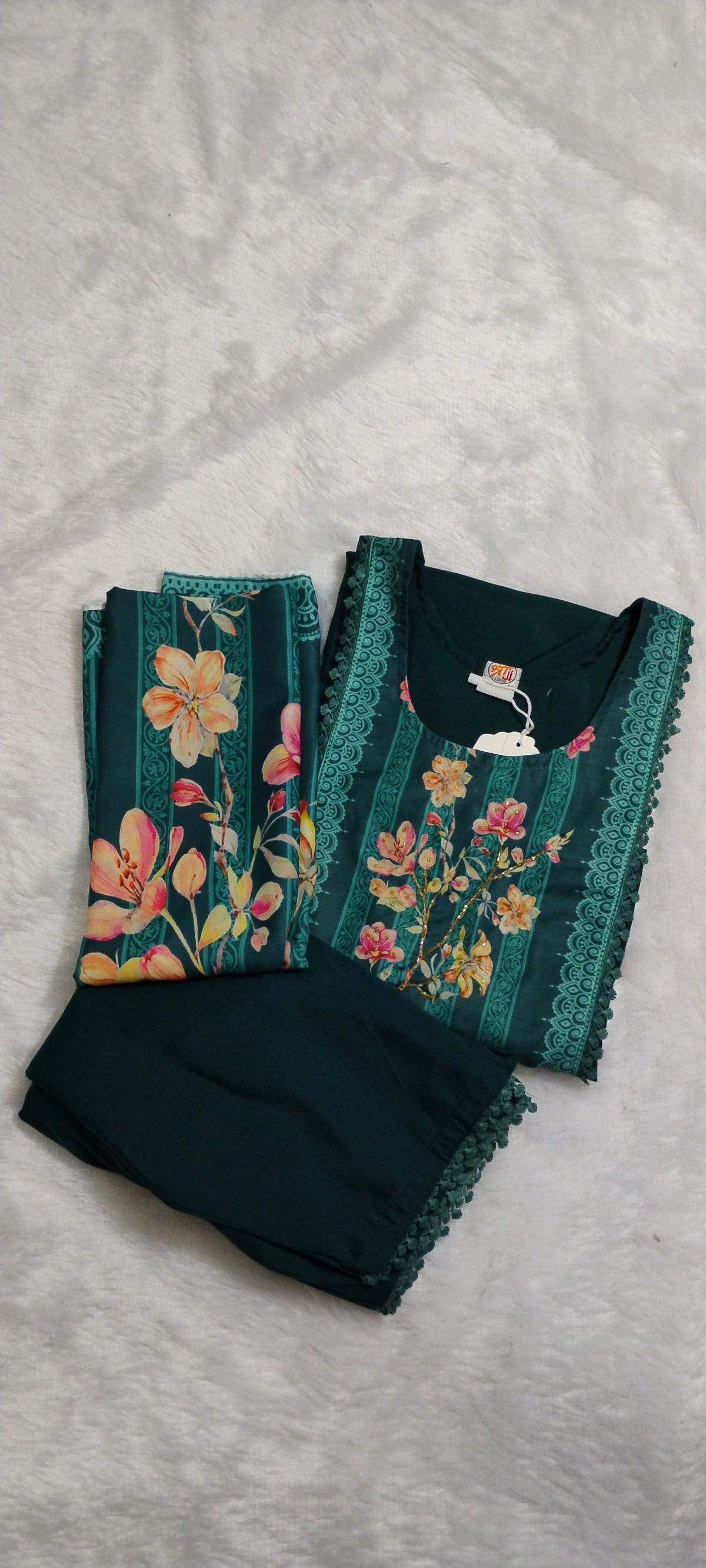 Trendy Silk Designer Set with Printed Dupatta