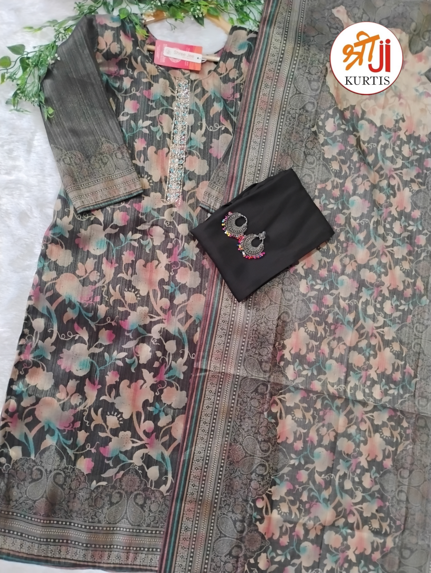 Premium Digital Silk Printed Kurti Pant Dupatta Set | Shree Jee Kurtis
