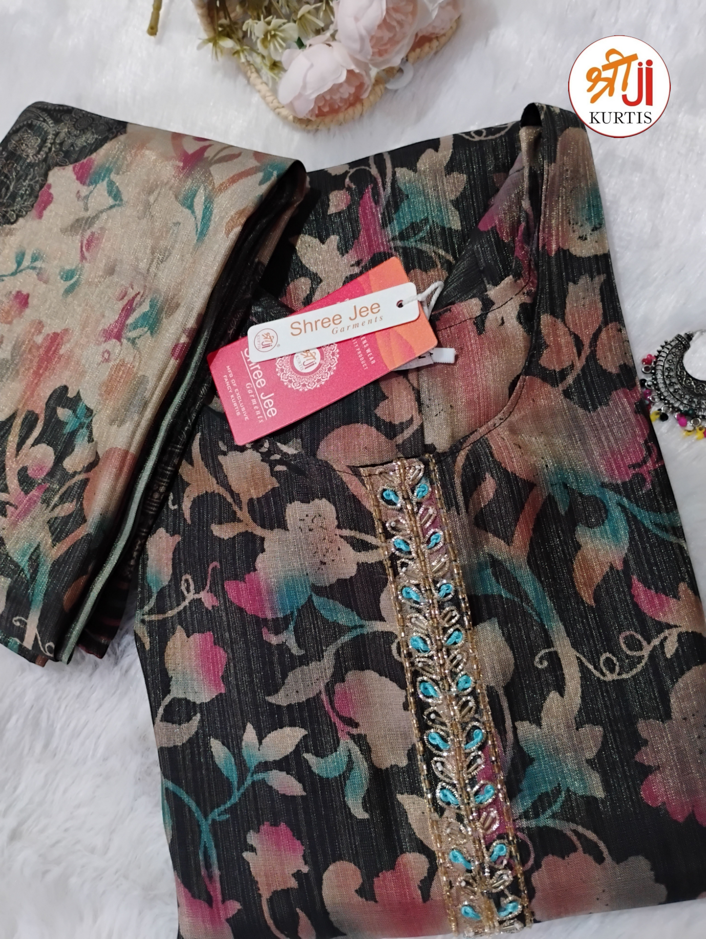 Premium Digital Silk Printed Kurti Pant Dupatta Set | Shree Jee Kurtis